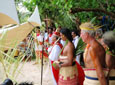The catamaran ‚Lapita Tikopia’ is christened during a ceremony on the island giving its name.